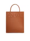 Loewe Logo-embossed Leather Tote Bag In Brown
