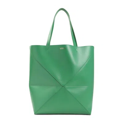 Loewe Tropical Green Leather Puzzle Fold Large Tote