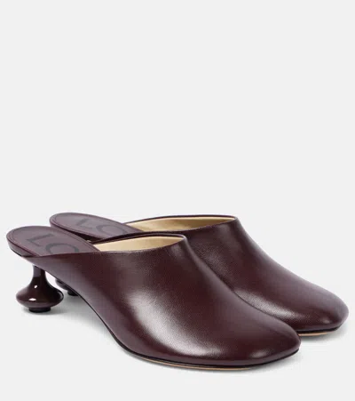 Loewe Toy 45 Leather Mules In Burgundy
