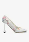 Loewe Leather Floral Toy Pumps 90 In Cream