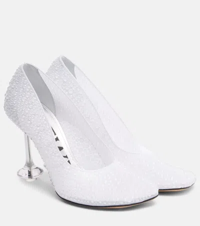 Loewe Toy 90 Embellished Mesh Pumps In Transparent