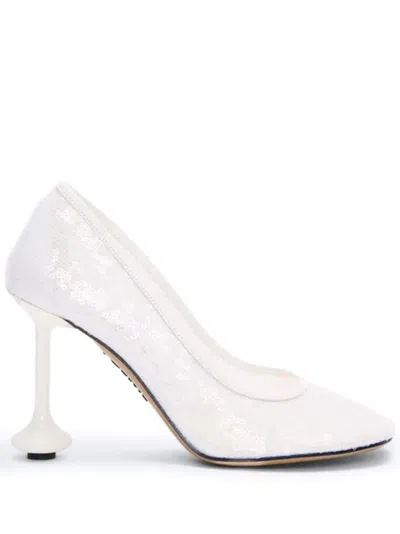 Loewe Toy Sequin Stiletto Pumps In White