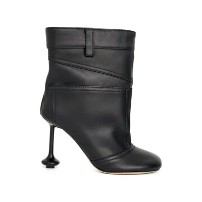 Loewe Toy 90 Leather Ankle Boots In Black