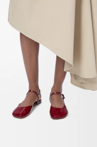 Loewe Toy Ankle Strap Ballerina In Soft Patent Lambskin Size:42 For Woman In Red