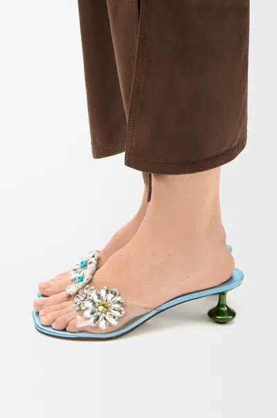 Loewe Toy Crystal Flowers Sandal In Pvc Size: 35 For Woman In Blue