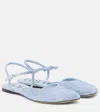 Loewe Toy Embellished Suede Flats In Blue