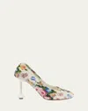 Loewe Toy Beaded Canvas Pumps In White Pink Multicolor