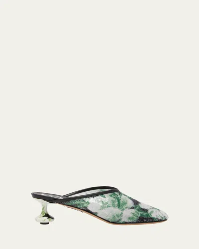 LOEWE TOY FLORAL SEQUIN MULES