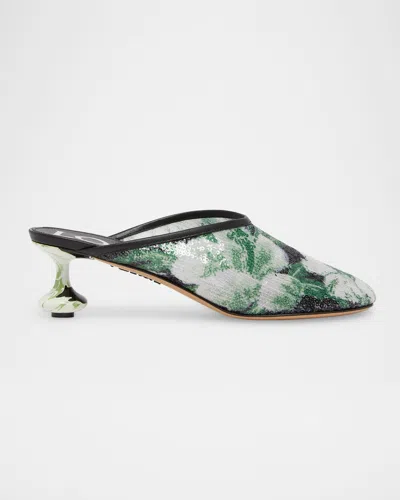 LOEWE TOY FLORAL SEQUIN MULES
