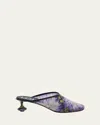 Loewe Toy 45 Sequins Mules Women In Navy/lilac