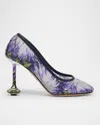 Loewe Scarpe Con Tacco Toy In Rete Decorata Donna In 5657 Navy/lilac