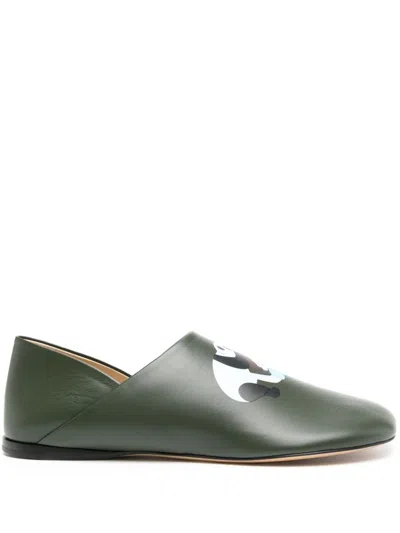 Loewe Toy Leather Slippers In Green