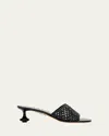 Loewe Toy Leather Woven Slide Sandals In Black