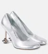 Loewe Toy Metallic Leather Stiletto Pumps In Silver