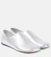 Loewe Toy Metallic Leather Slippers In Silver