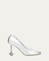 Loewe Toy Metallic Leather Stiletto Pumps In Silver