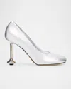 Loewe Toy Metallic Leather Stiletto Pumps In Silver