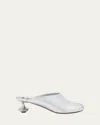 Loewe Toy Mule In Laminated Lambskin In Silver