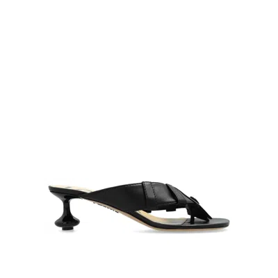 Loewe Toy Panta 45 Mm Leather Sandals In Black