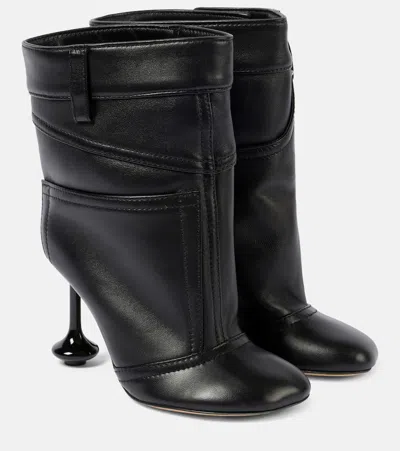 Loewe Toy Panta 90 Leather Ankle Boots In Black