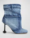 Loewe Toy Panta 90 Denim Ankle Boots In Washed Denim