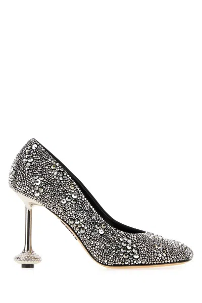 Loewe Toy Pump 90 Embossed Heels In Silver