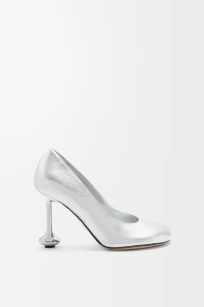 Loewe Toy Metallic Leather Stiletto Pumps In Silver