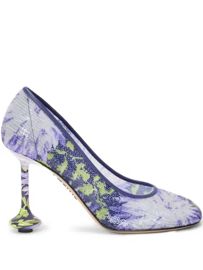 Loewe Toy Pump In Sequins 90mm In Purple