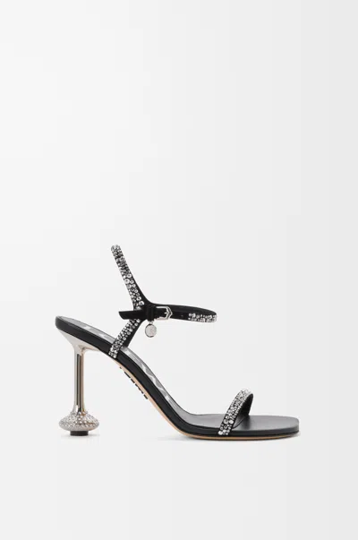 Loewe Toy Sandal In Suede And Strass Size:35 For Woman In Black/silver