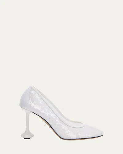 Loewe Toy Sequin Stiletto Pumps In Transparentwhite