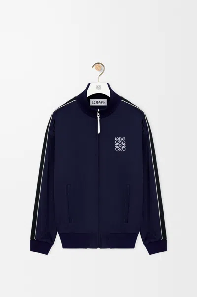 Loewe Mens Dark Navy Monogram High-neck Woven Tracksuit Jacket In Blue