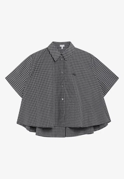 Loewe Trapeze Checked Shirt In Technical Cotton In Black