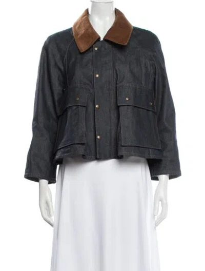 Pre-owned Loewe Trapeze Denim Jacket W/ Tags In Gray