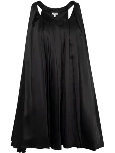 Loewe Mini Abito In Raso Nero Donna In Black