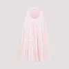 Loewe Pleated Checked Cotton-voile Mini Dress In White Pink