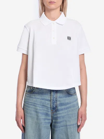 Loewe Trapeze Piquet Polo Shirt In White