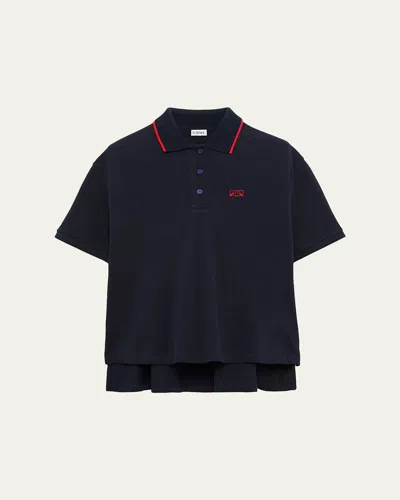 Loewe Trapeze Short-sleeve Polo Shirt In Blue