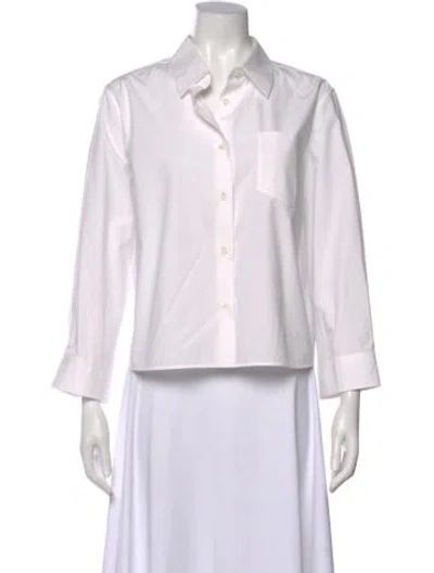 Pre-owned Loewe Trapeze Three-quarter Sleeve Button-up Top In White