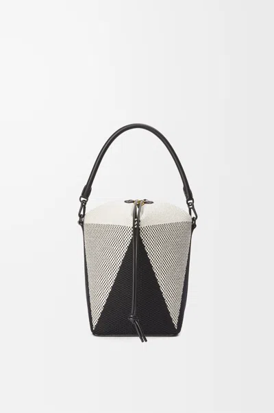 Loewe Treasure Bako Bucket In Canvas Jacquard And Leather Skin For Woman In Black