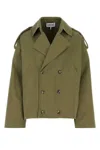 Loewe Cropped Silhouette Cotton Trench Coat In Green