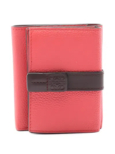 Pre-owned Loewe Trifold Leather Wallet In Red