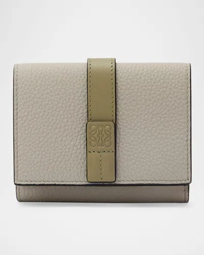 Loewe Trifold Wallet In Soft Grained Leather In Gray