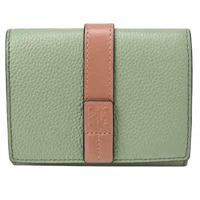 Loewe Womens  Trifold Logo-embossed Leather Wallet In Rosemary/tan