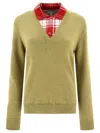 Loewe Paneled Checked Silk Blend-trimmed Knitted Sweater In Green