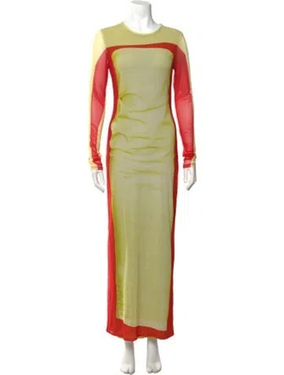 Pre-owned Loewe Trompe L'oeil Long Dress In Green