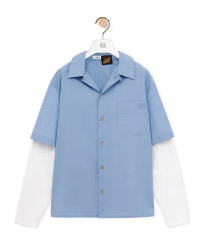 Loewe Trompe L'oeil Shirt In Cotton Blend In Blue