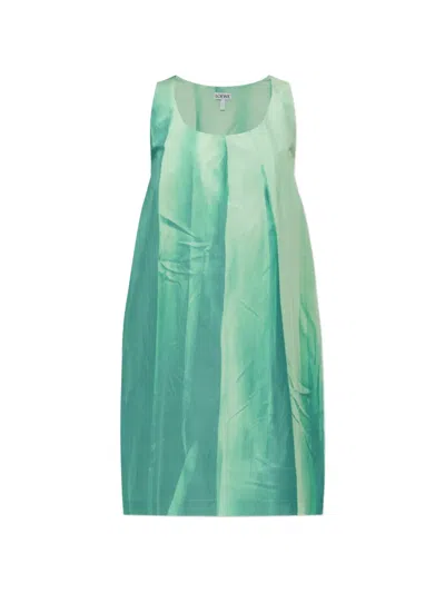 Loewe Trompe L'oeil Sleeveless Dress In Green