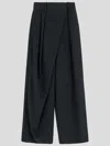 Loewe Anthracite Grey Wool Wide Trousers Women