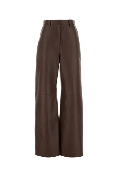 LOEWE PANTALONE IN NAPPA CIOCCOLATO DONNA