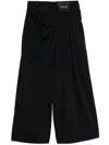 Loewe Navy Blue Draped Wool Trousers In Black